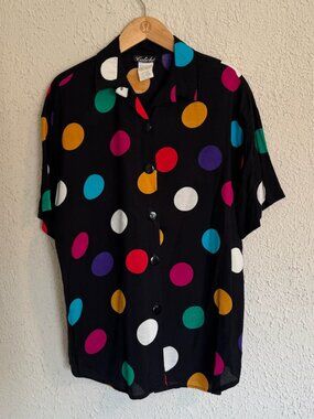 Vintage Polka Dot Collared Button Up